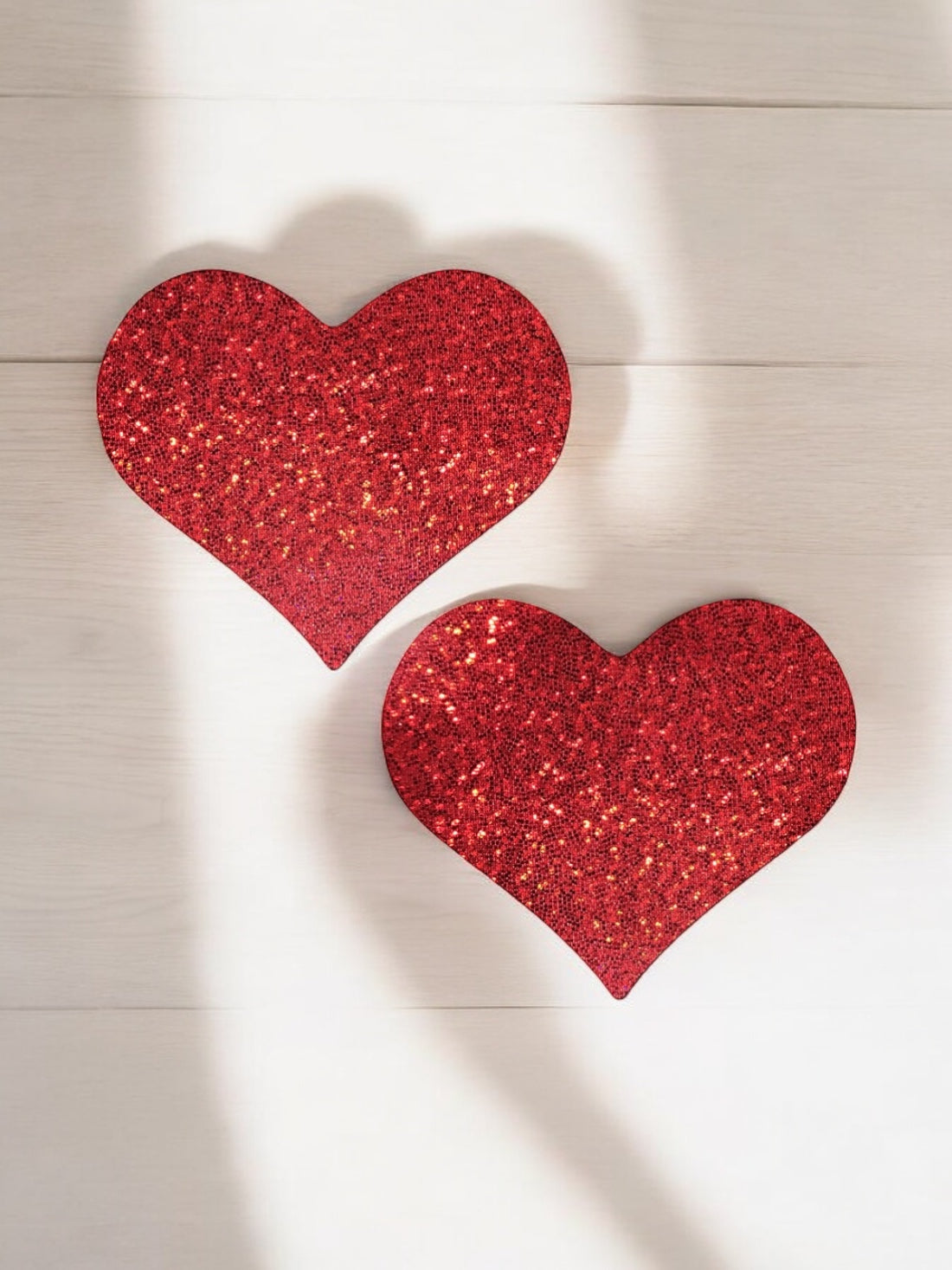 Red Glitter Heart Breast Covers