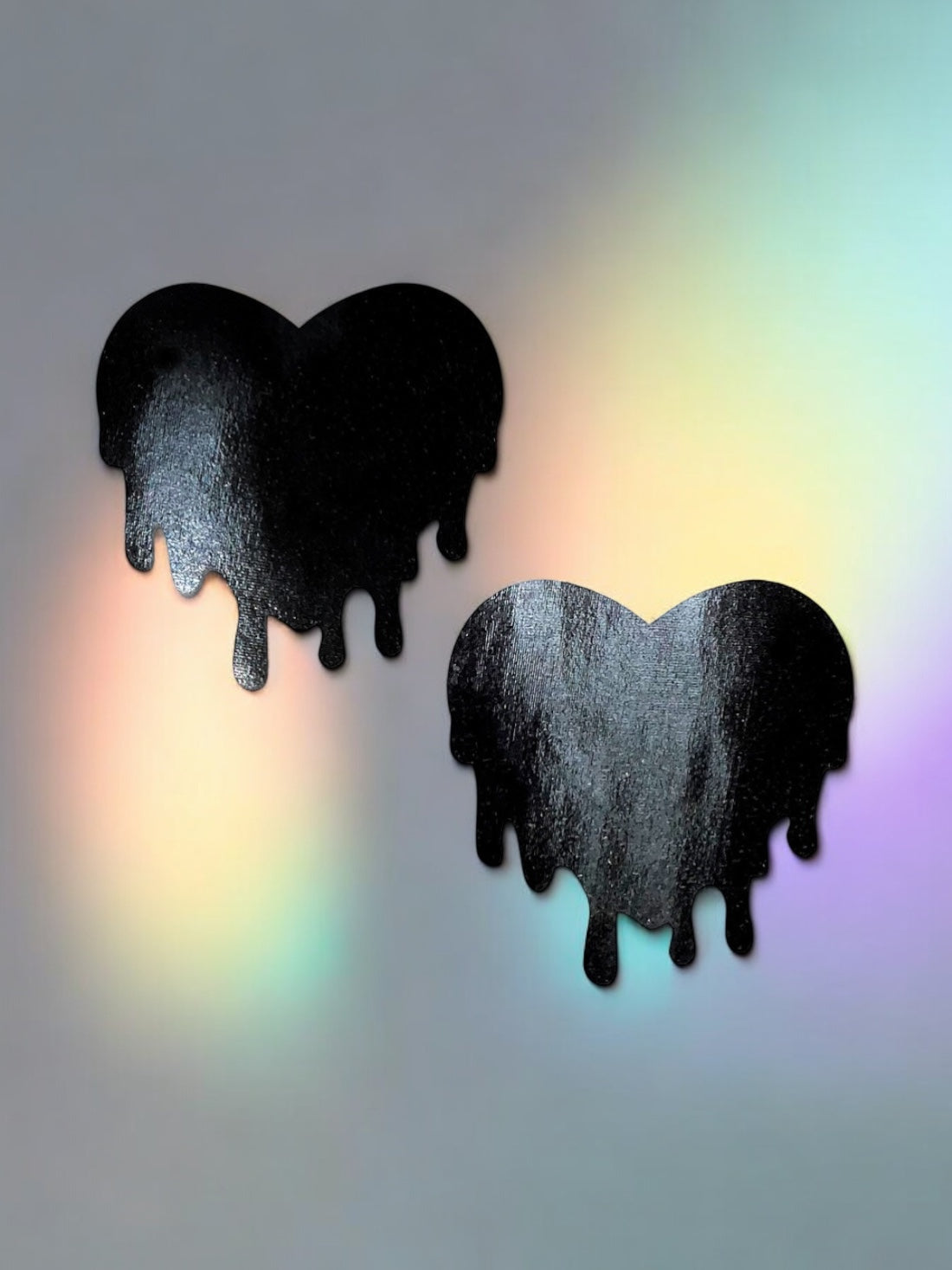 Faux Latex Black Melted Hearts