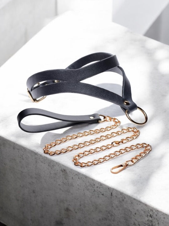 Black & Gold Collar and Leash Set