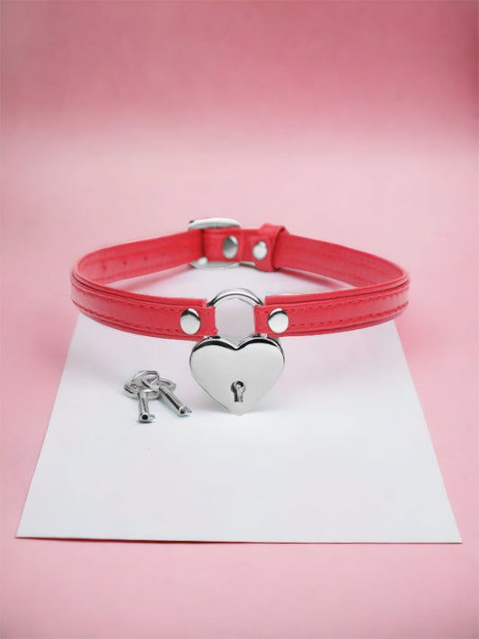 Heart Lock Leather Choker
