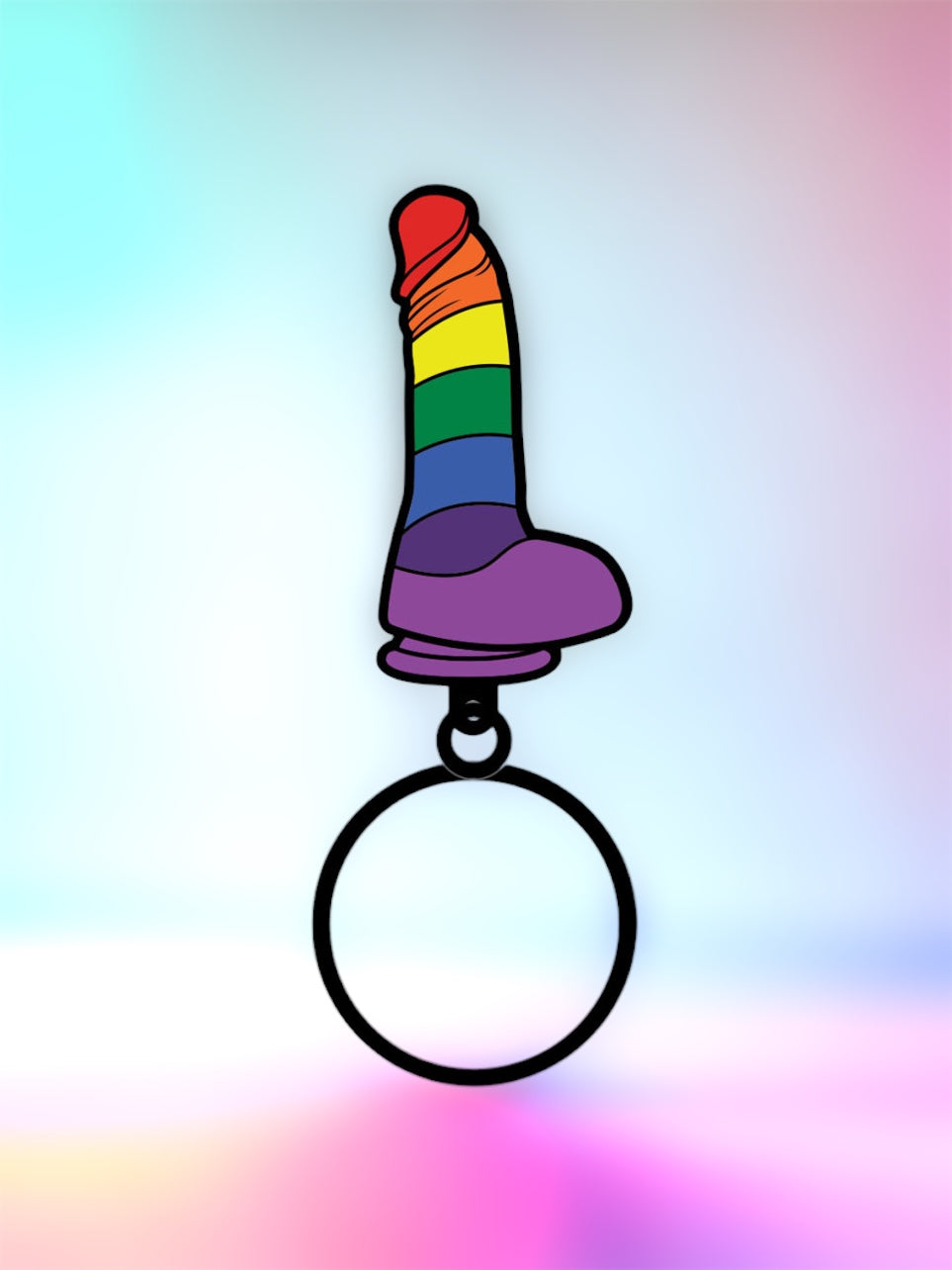 Rainbow Dildo Keychain